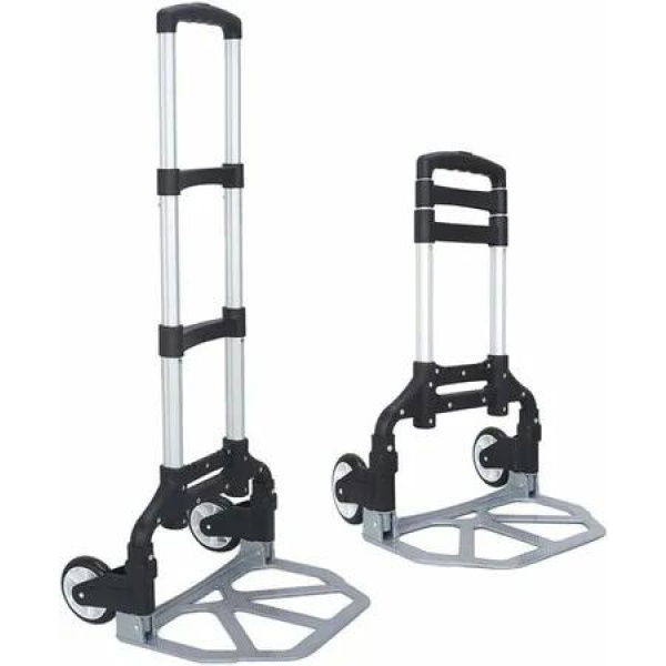 Professional Heavy-Duty 70kgs Capacity Aluminum Folding Hand Truck/Luggage Cart With Adjustable Handle, Folding Away Wheels, And Bungee Cord