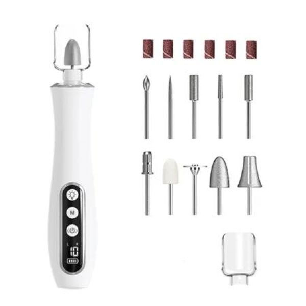 Professional Manicure Pedicure Kit Cordless Electric Nail File Set 360 Degree LED Light Nail Drill Machine with LCD Display for Gel Nail Thick Toe