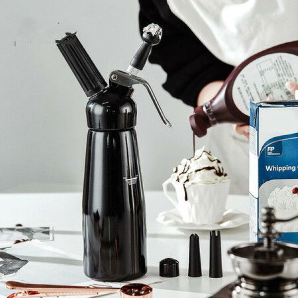 Professional Whipped Cream Dispenser - Highly Durable Aluminum Whip Cream Whipper - 500ml / 1 Pint Large Capacity Whipped Cream Maker.