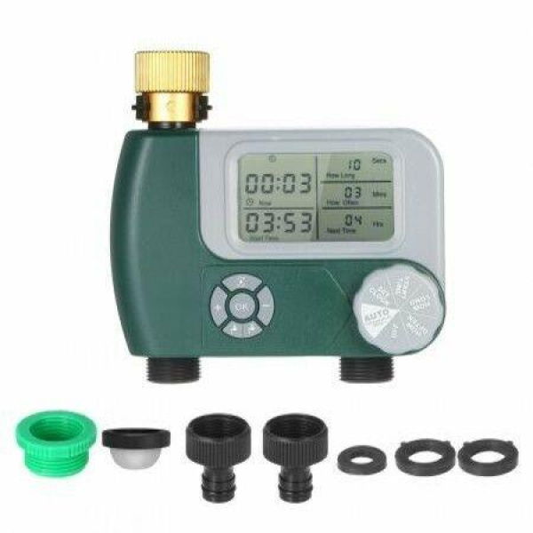 Programmable Hose Faucet Timer 2 Outlet Green