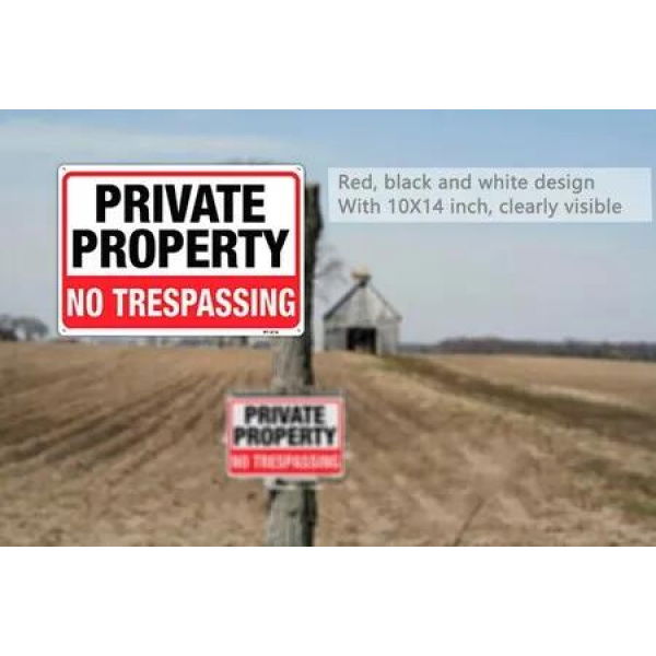 Protect Your Property: Durable No Trespassing Signs (14'x10', 2-Pack) with Rust-Resistant Aluminum and UV-Resistant Ink,Up to 7 Years Use