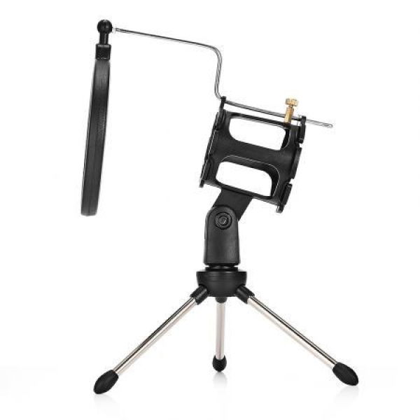 PS - 05 Adjustable Desktop Tripod Studio Condenser Stand For Microphone With Windscreen Filter Cover