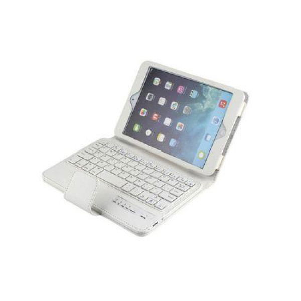 PU Leather Flip Wireless Bluetooth Keyboard Case Cover For IPad Air - White