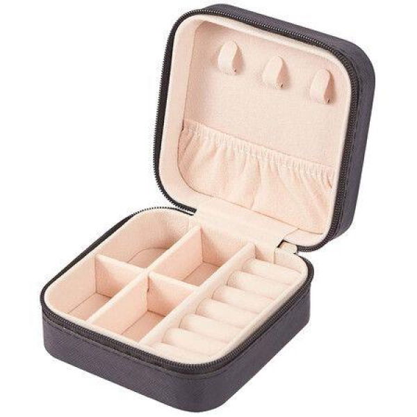 PU Leather Small Jewelry Box Travel Portable Jewelry Case For Ring Pendant Earring Necklace Bracelet Organizer Storage Holder Boxes (Black)