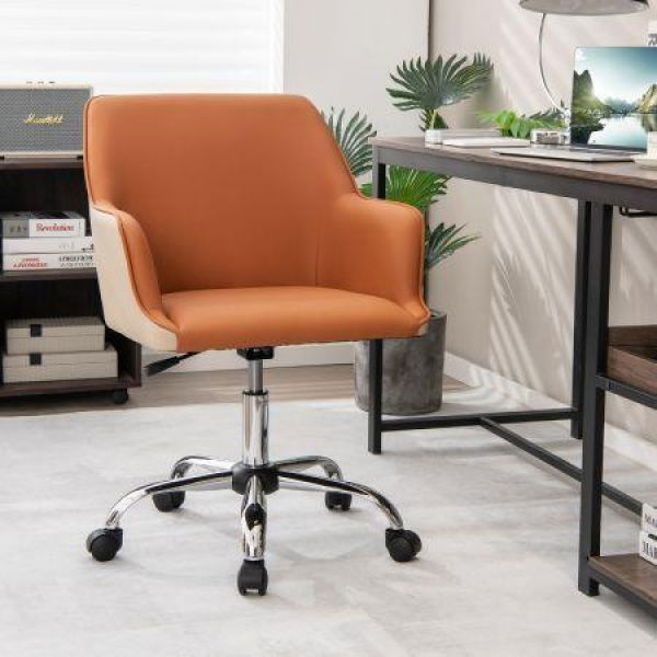 PU Swivel Home Office Chair With Adjustable Height & Ergonomic Design.