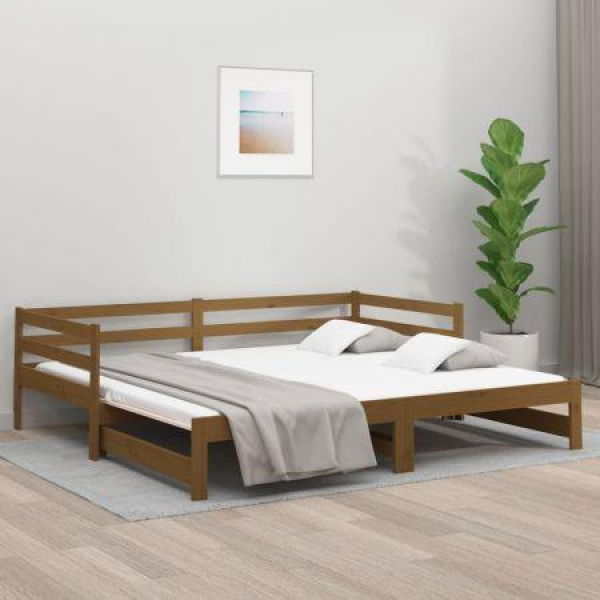 Pull-out Daybed Honey Brown 2x(92x187) Cm Solid Wood Pine