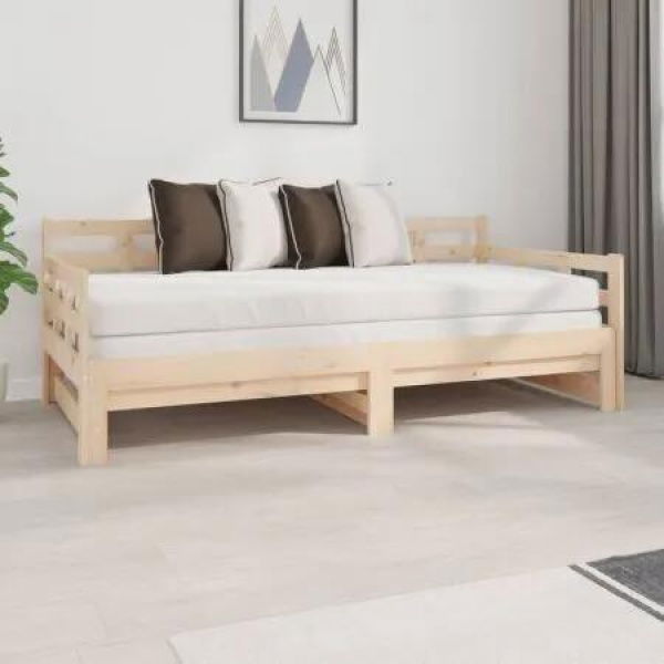 Pull-out Day Bed Solid Wood Pine 2x(92x187) cm Single Size