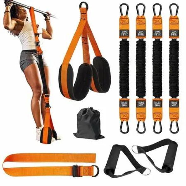Pull Up Assistance Bands Heavy Duty for Pull Up Bar,Adjustable Weight/Size with Fabric Feet/Knee Rest,Bands for Pull Up Assist for Strength Training-300lb