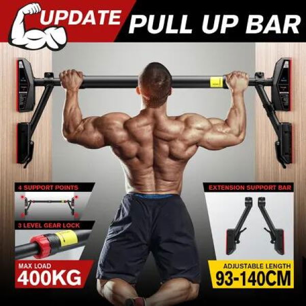 Pull Up Bar Push Chinup Situp Door Horizontal Shoulder Fitness Abs Workout Exercise Home Gym 400kg 93-140cm Adjustable