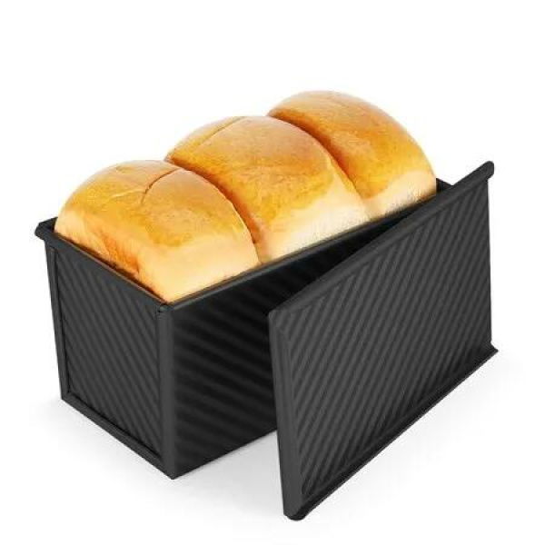 Pullman Loaf Pan with Lid, Non-Stick Bread Pans for Homemade Bread, Bread Toast Baking Pan with Cover(Balck-1 Pack)