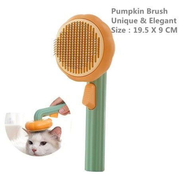 Pumpkin Pet Brush Self Cleaning Slicker Brush For Shedding Dog Cat Grooming Comb Removes