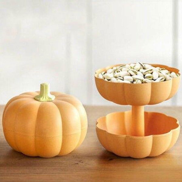 Pumpkin-shaped Fruit Plate Snacks Storage Tray For Home Birthday New Years Party (Orange)