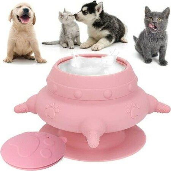 Puppy Feeder For Multiple Puppies 240ml Silicone Puppy Milk Feeder Bow Pink