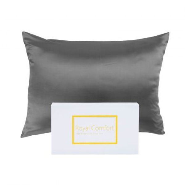 Pure Silk Pillow Case By Royal Comfort-Charcoal