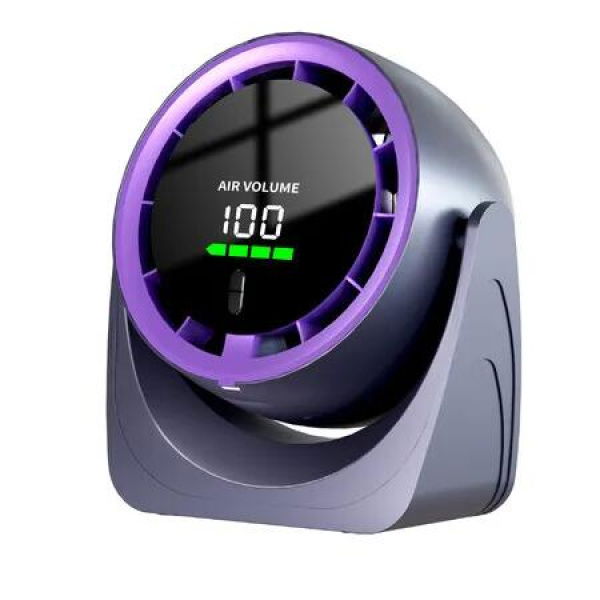 Purple Desktop USB Charging Digital Display Turbine High Speed WallMounted Circulation Fan