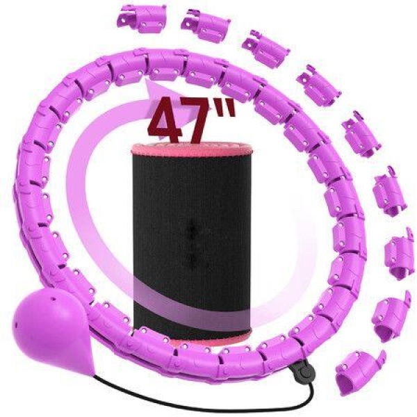 (Purple)24 Links Detachable & Size Adjustable Hula Circle,Infinity Fitness Hoop,Smart Weighted Fit Hoop Plus Size,with Ball Auto Rotate 360 Degree