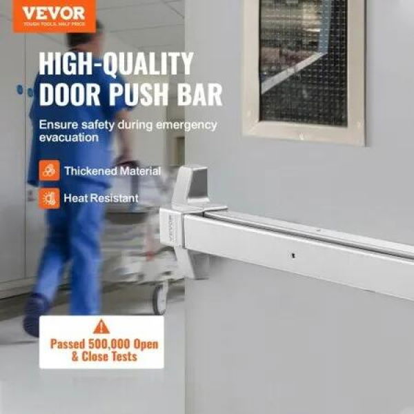 Push Bar Door Locks, Carbon Steel Panic Bars for Exit Doors, with Exterior Lever and 3 Keys, Push Bar Panic Exit Device Door Hardware for Metal Wood Door, for Left and Right Handed Doors