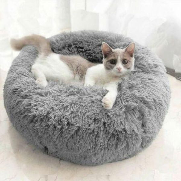 PV Velvet Plush Pet Kennel Bed 70cm X 26cm For Under 60kg Color Grey.