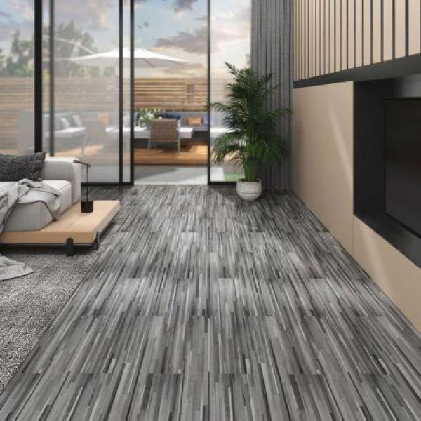 PVC Flooring Planks 5.02m 2mm Self-adhesive Striped Grey.