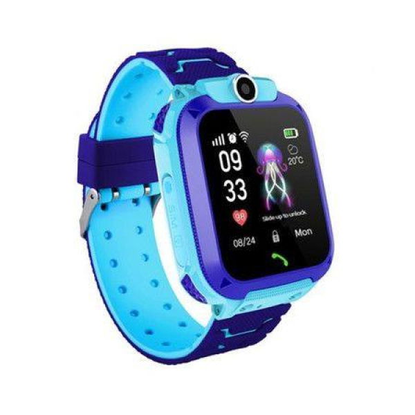 Q12B 1.44-inch Touch Screen Kids Smartwatch Front-facing Camera Safety Zone Alarm - NO PGS - Blue.