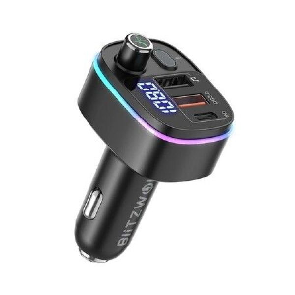 QC3.0 USB Car Charger LED Digital Display Wireless Radio Adapter HiFi Music Play Car Kit With Mic.