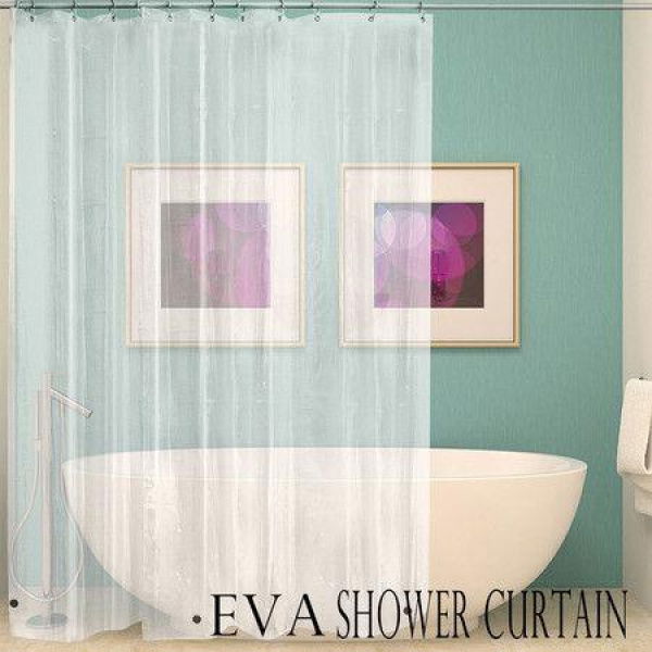 Quick Dry Mesh Pockets Waterproof PEVA Shower Curtain Or Liner Bath/Shower Organizer Clear 180cm X 180cm.