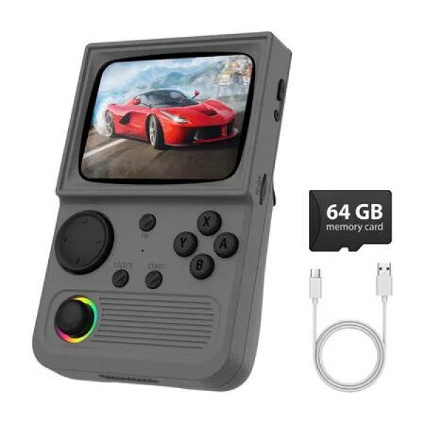 R36T Retro Gaming Console,3.5 Inch IPS Screen CRT-Inspired,Handheld Game Console with 18000+ Classic Games Supports WiFi Networked Fighting and OTG