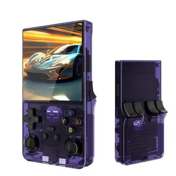 R39MAX Retro Handheld Game Console, 4.0 Inch IPS Screen and 64GB Memory, Portable Arcade Video Gaming Console Gift for Boys and Girls (Purple)