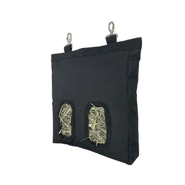 Rabbit Hay Feeder Bag - Durable Fabric Storage Bag for Rabbits (25 x 3 x 28cm, Black)