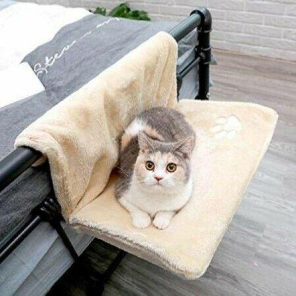 Radiator Bed Cat Hammock Warm And Comfortable Pet Hanging Bed Metal Frame 46X30X25CM Color Beige