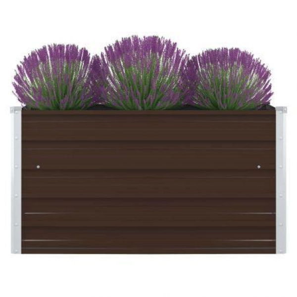 Raised Garden Bed 100x100x45 Cm Galvanised Steel Brown