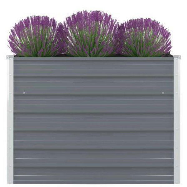 Raised Garden Bed 100x100x77 Cm Galvanised Steel Grey