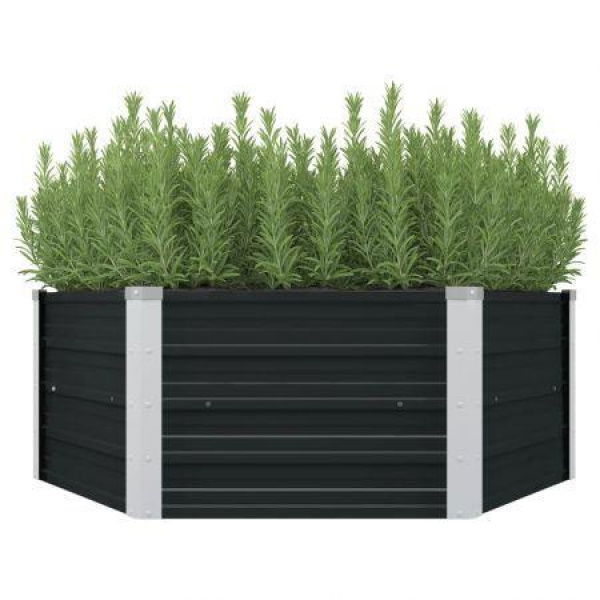 Raised Garden Bed Anthracite 129x129x45 Cm Galvanised Steel