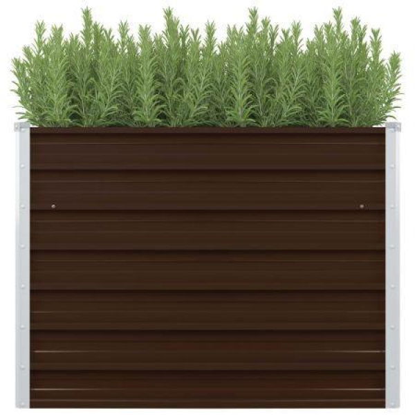 Raised Garden Bed Brown 100x100x77 Cm Galvanised Steel