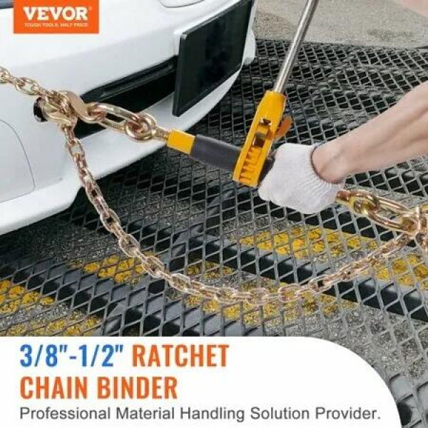 Ratchet Chain Binder 2PCS 0.9-1.2 cm Heavy Duty Load Binders with G80 Chains 5443 kg Secure Load Limit Labor-saving Anti-skid Handle Tie Down Hauling