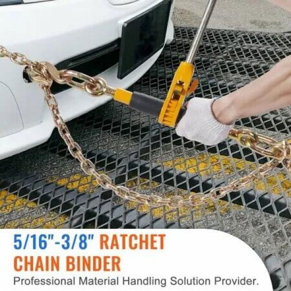 Ratchet Chain Binder 5/16'-3/8' Heavy Duty Load Binders with G80 Chains 7100 lbs Secure Load Limit Labor-saving Anti-skid Handle Tie Down Hauling Chain