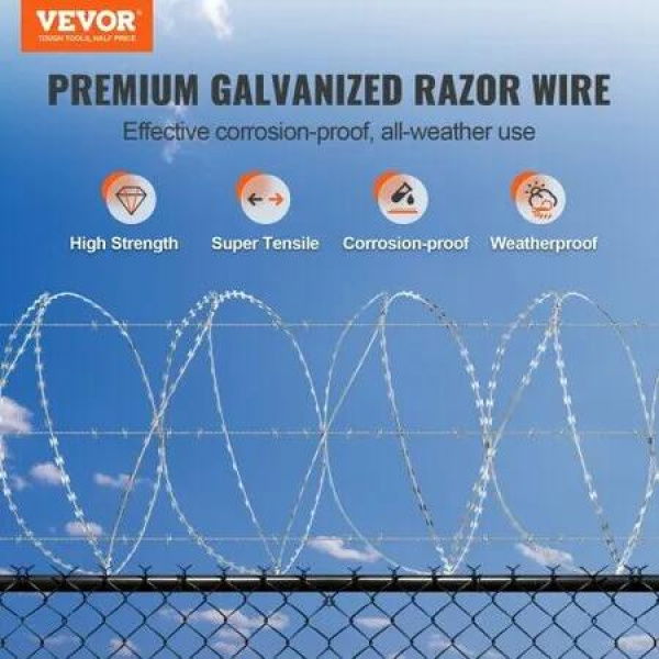 Razor Wire Razor Barbed Wire 147ft 3Rolls Razor Wire Fencing Double Spiral