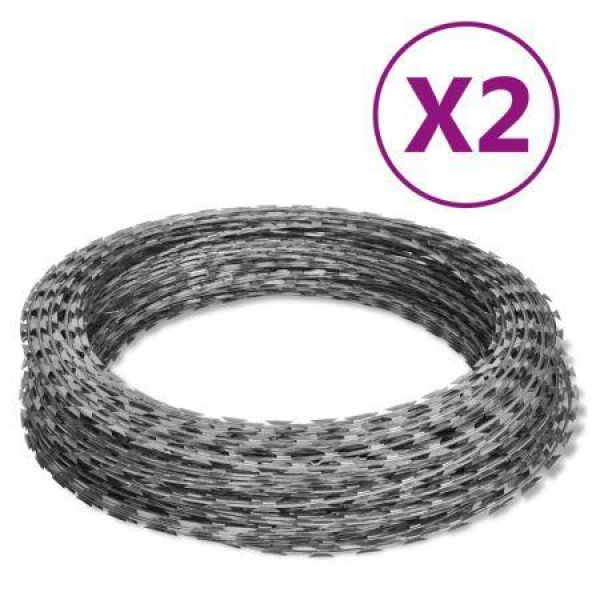 Razor Wires Helical Wire Rolls 2 pcs Galvanised Steel 60 m