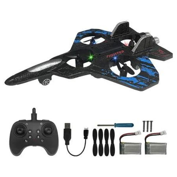 RC Airplane for Kids and Beginners, 2.4GHz Foam Drone Remote Control Airplane Outdoor Flying Toy, Blue