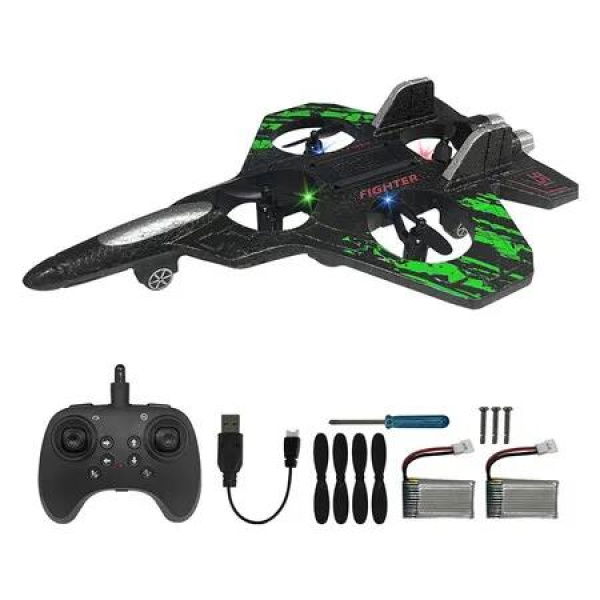 RC Airplane for Kids and Beginners, 2.4GHz Foam Drone Remote Control Airplane Outdoor Flying Toy, Green