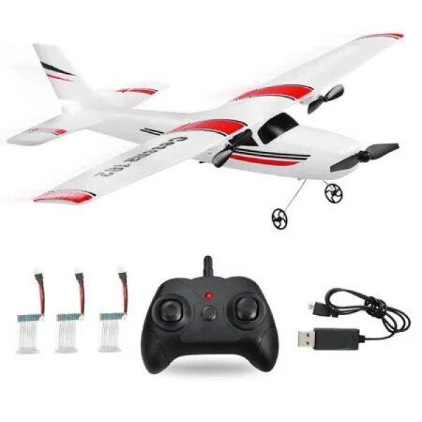 RC Airplane,RC Plane,2.4GHz 2 Channels RTF RC Aircraft with 3-Axis Gyro for Beginner Easy to Speedy Fly Glider Toys with 3 Batteries