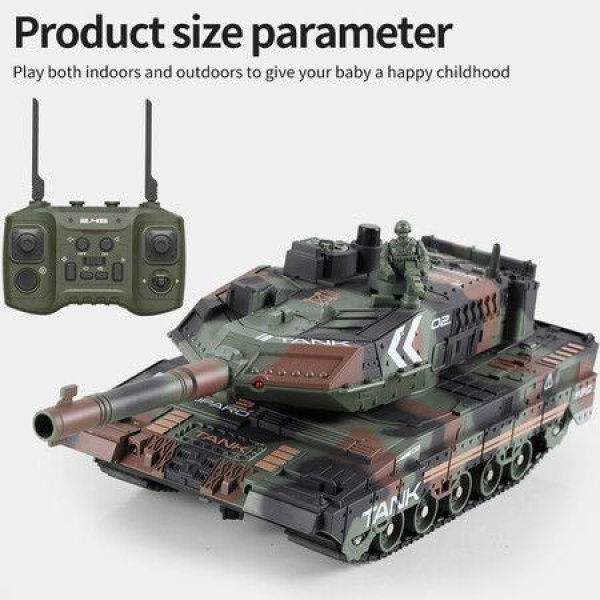 RC Battle Tank Toy with Realistic Smoke Lights & Sounds 1:24 Scale Remote-Controlled Tank for Kids Christmas Gifts Green