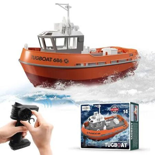 RC Boat, 1/72 RC Tugboat for Pools and Lakes, High Speed Remote Control Boat with 20 Mins Play Time for Men Women and Kids Age 6 Up, Orange