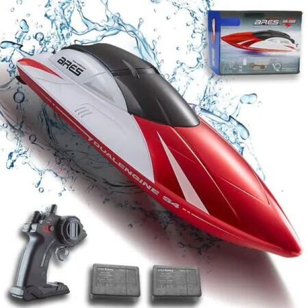 RC Boat,Remote Control Boat for Pool with LED Light,2 Batteries,High Speed 15+ MPH,Long Play Time 60+ Mins,Waterproof Boats for Lake,Red