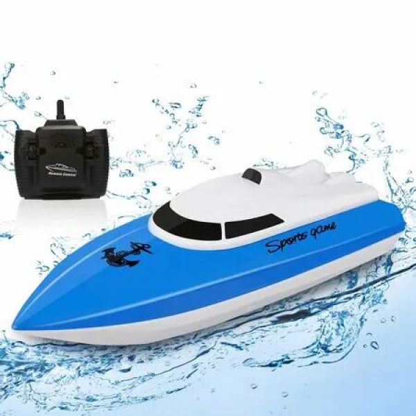 RC Boat,Remote Control Boats for Lake/Pool/Pond,2.4 GHz High Speed Mini Boats,Outdoor Adventure Electric RC Racing Boats for Kids (Blue)