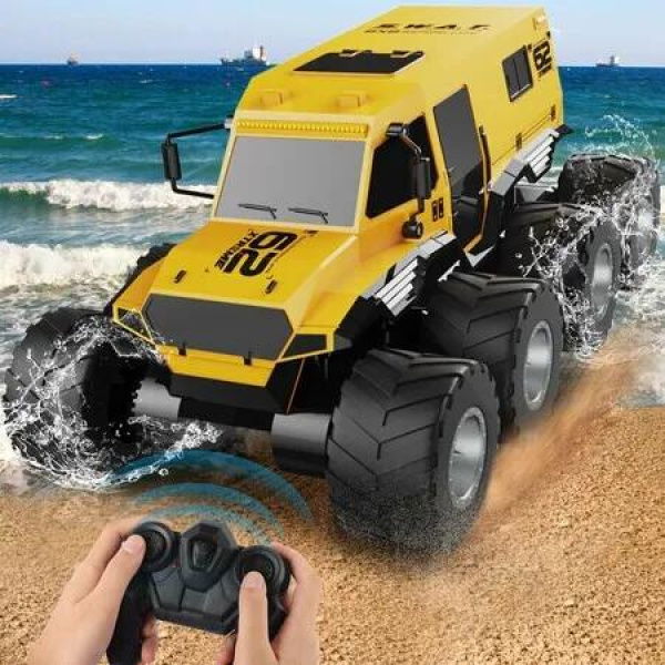 RC Car Offroad Waterproof 8WD Trucks 1:12 Kids Ages 8-12 2.4GHz All Terrain Drift Remote Control Vehicle Toy Yellow