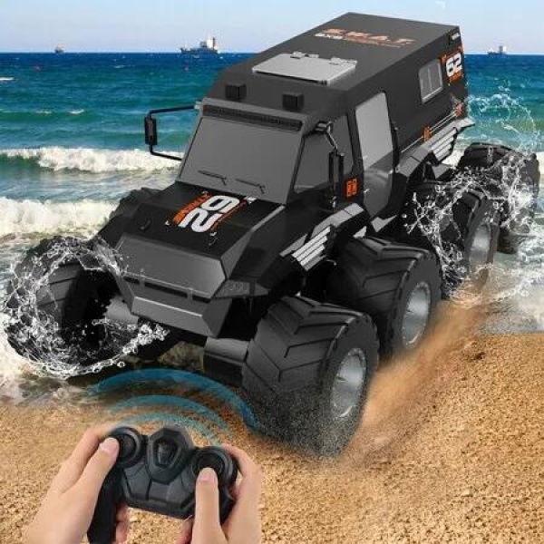RC Car Offroad Waterproof 8WD Trucks 1:12 Kids Ages 8-12 2.4GHz All Terrain Drift Vehicle Toys Remote Control Black