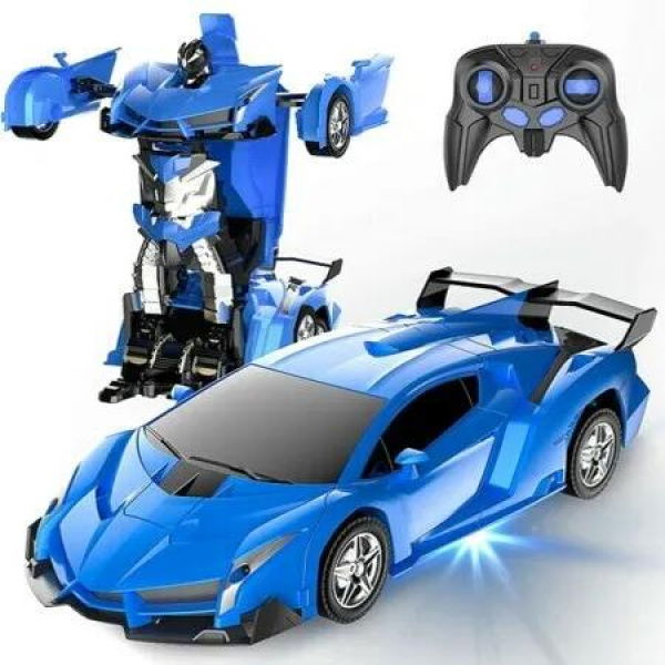 RC Car Robot Transform Kids Toy 2.4Ghz Racing 360 Degree Drifting 1 18 Scale Remote Control Vehicle Christmas Birthday Gift Blue