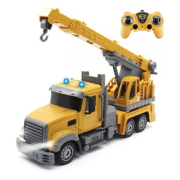 RC Crane Truck Large Remote Control 7 Channel Electric Construction Vehicle Rechargeable Battery Light Sound Toy Boys Gift