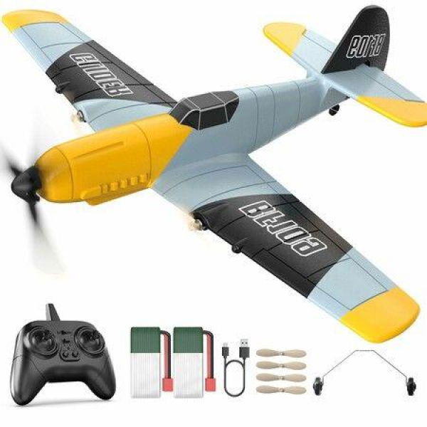 RC Plane 3 Channel Remote Control Airplane Fighter Toys,2.4GHz 6-axis Gyro Stabilizer RTF Glider Aircraft Plane with 2 Batteries,Easy to Fly for Beginners Boys